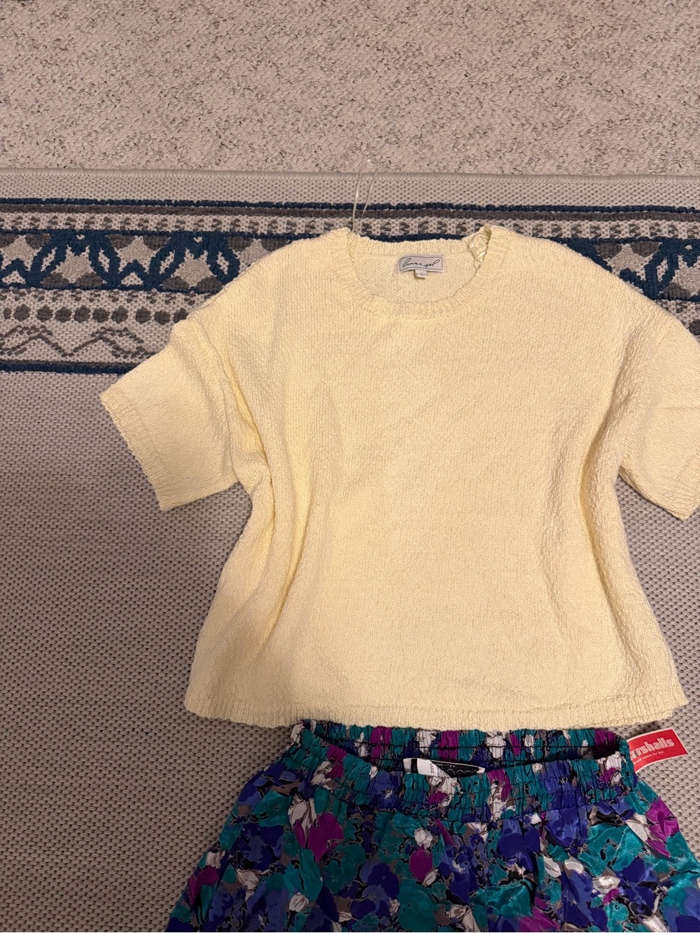 Light Yellow Textured Short Sleeve Tee - Women's
